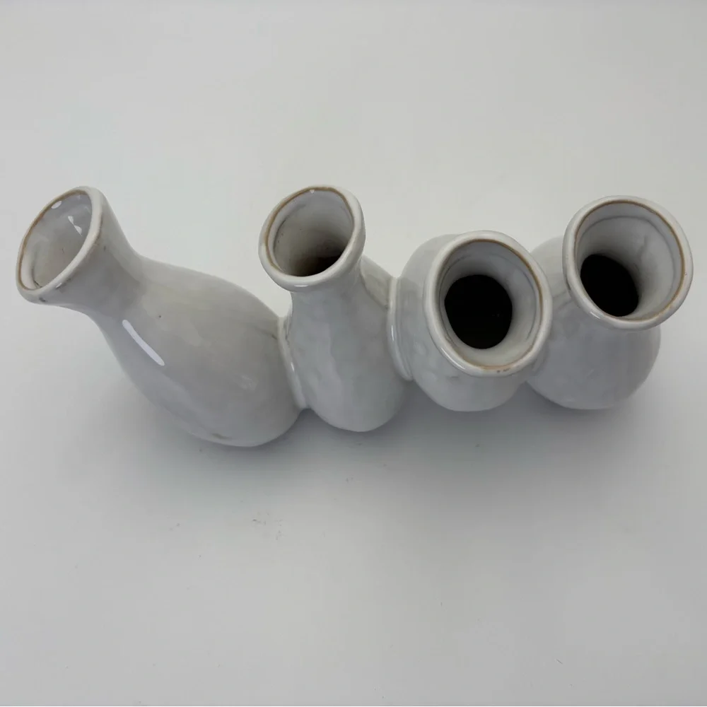 Multi-Vase Cream/White Ceramic/Pottery Style Vase Set